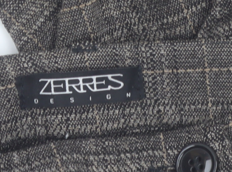 Zerres Women Brown Check Slim Fit Stretch Chino Trousers Size 8