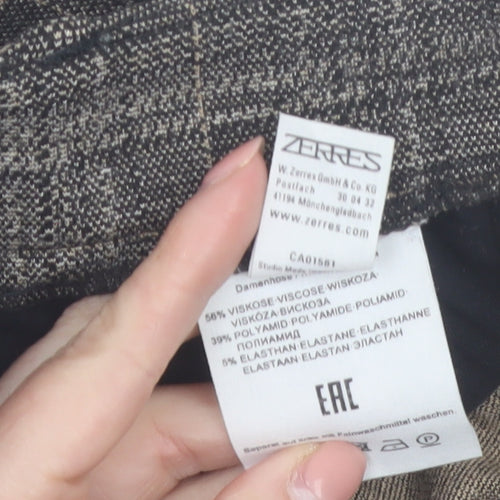 Zerres Women Brown Check Slim Fit Stretch Chino Trousers Size 8