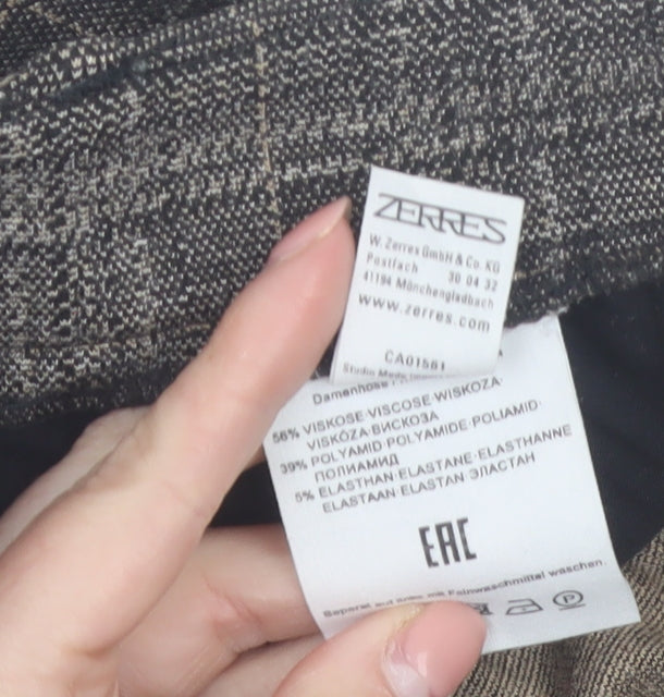 Zerres Women Brown Check Slim Fit Stretch Chino Trousers Size 8