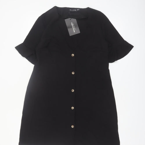 PrettyLittleThing Women’s Black Size 8 Short Sleeve Shift Dress