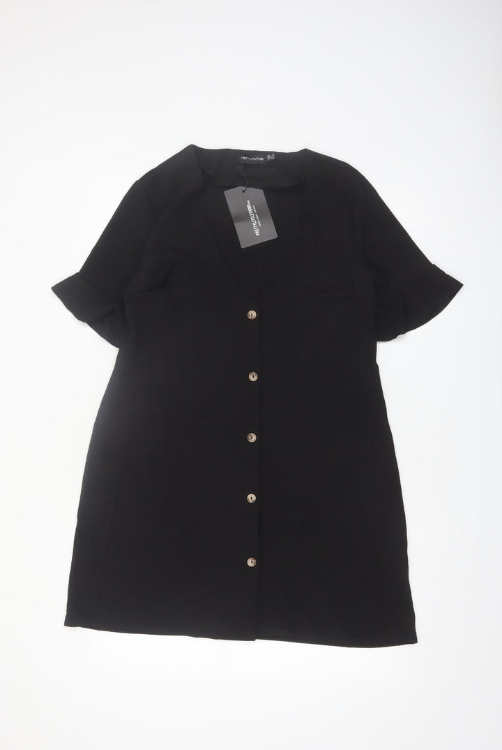 PrettyLittleThing Women’s Black Size 8 Short Sleeve Shift Dress