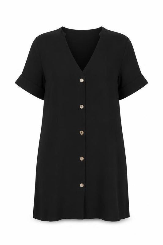 Front view of PRETTYLITTLETHING Women’s Black, size UK 8, Short Sleeve Shift Dress