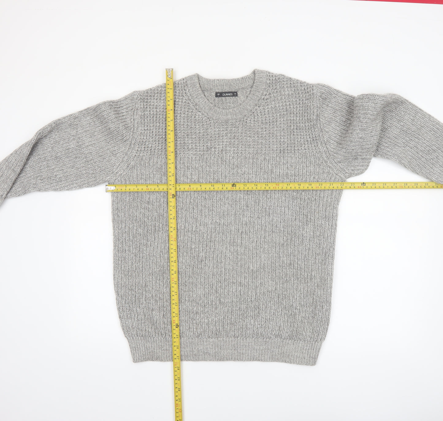Dunnes Men’s Grey Crew Neck Chunky Knit Pullover Jumper Size L