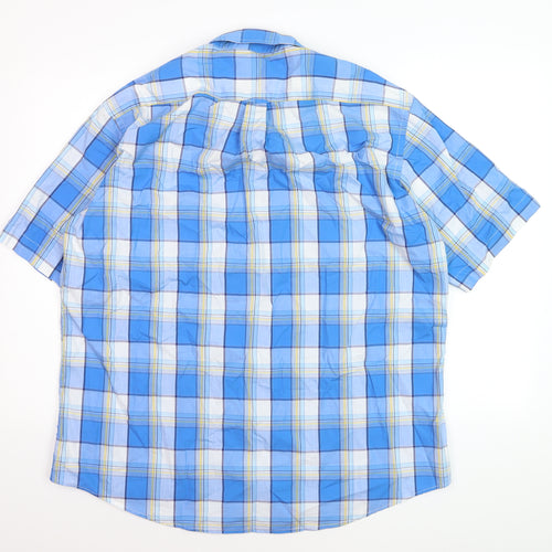 Peter England Men's Blue Check Short Sleeve Button-Up Shirt XL