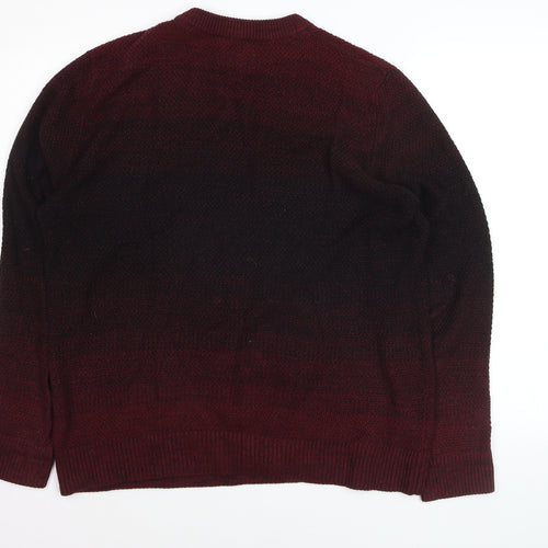Jack & Jones Men’s Red Knit Cotton Jumper Size L Crew Neck Pullover