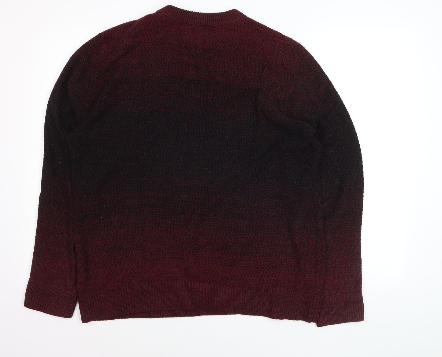 Jack & Jones Men’s Red Knit Cotton Jumper Size L Crew Neck Pullover