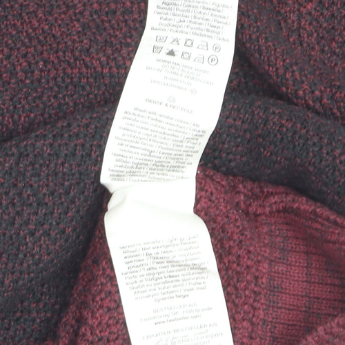 Jack & Jones Men’s Red Knit Cotton Jumper Size L Crew Neck Pullover