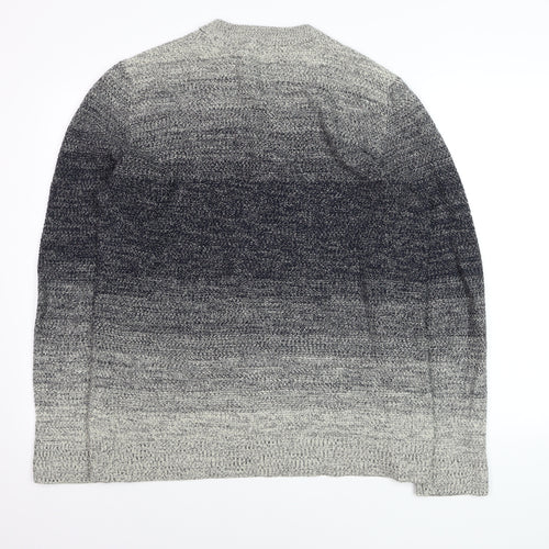 Jack & Jones Men's Grey Ombre Knit Cotton Jumper Size L