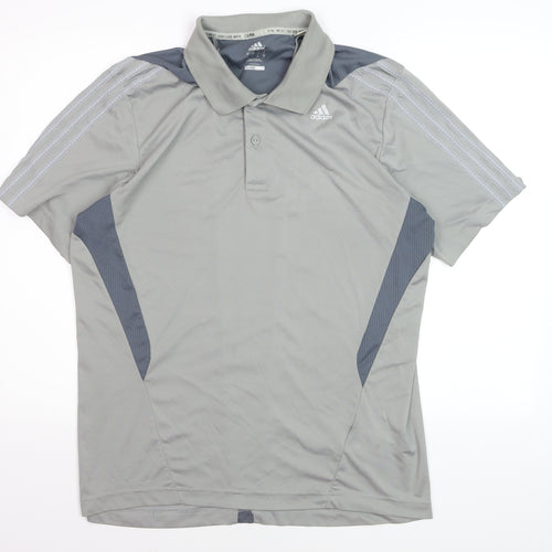 Adidas Men’s Grey Climacool Polo Shirt Size L Lightweight Sports Top