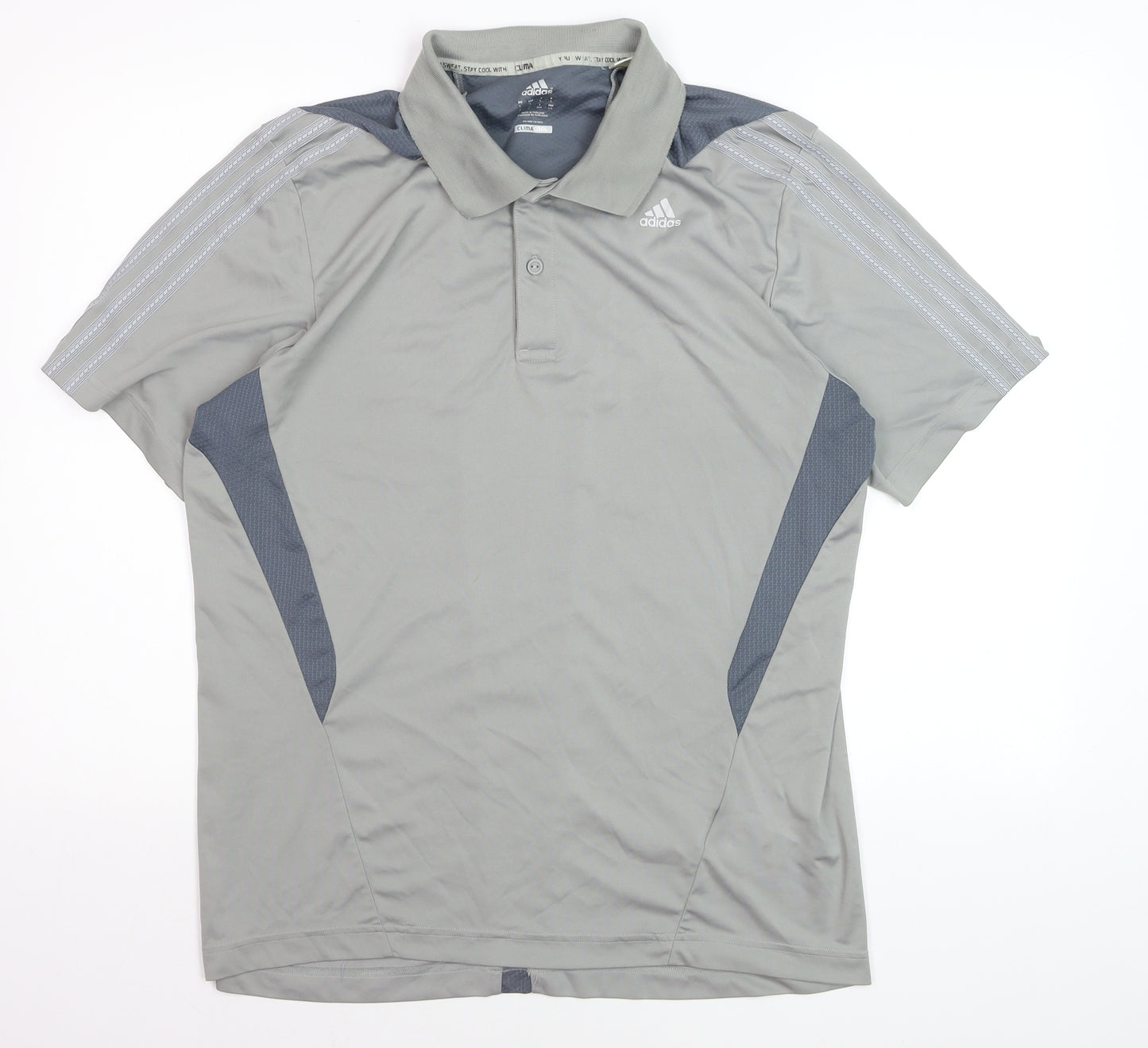 Adidas Men’s Grey Climacool Polo Shirt Size L Lightweight Sports Top