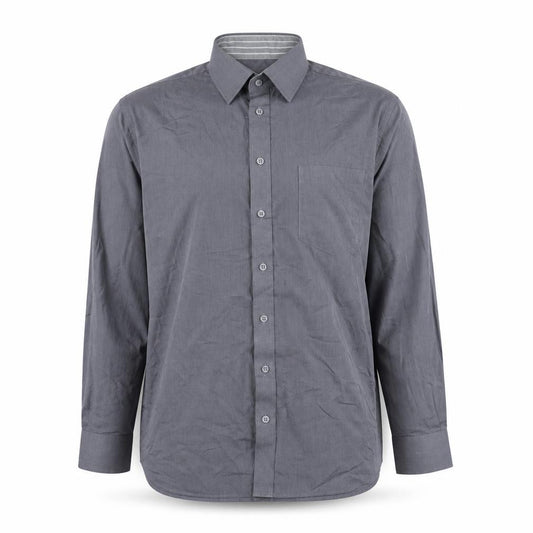 Front view of Woolworths Men's Grey Regular Fit Long Sleeve Button-Up Shirt, size 16
