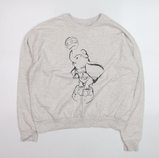 Disney Women Beige Dumbo Sweatshirt S UK 10/12 Crew Neck Pullover