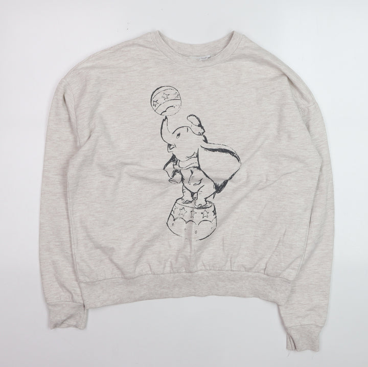 Disney Women Beige Dumbo Sweatshirt S UK 10/12 Crew Neck Pullover