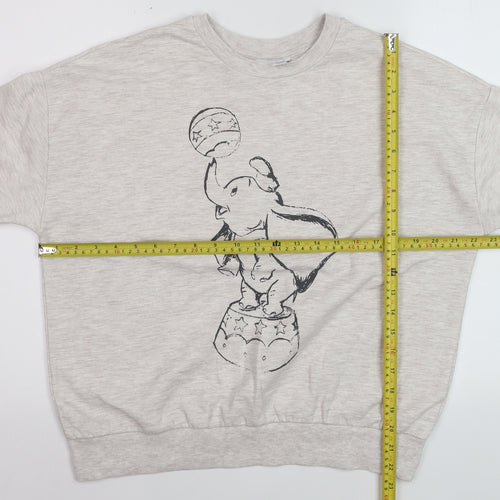 Disney Women Beige Dumbo Sweatshirt S UK 10/12 Crew Neck Pullover