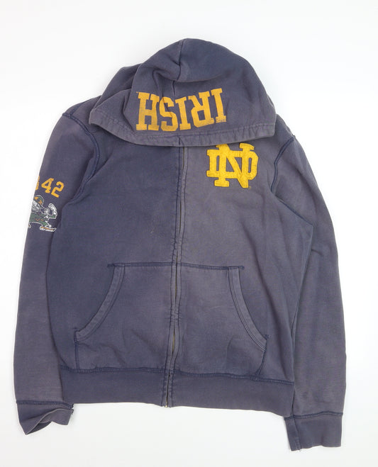 College Vault Men's Blue Full Zip Hoodie L Vintage Sports Logo