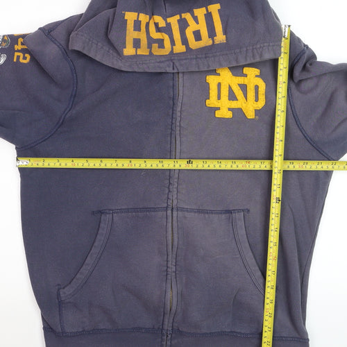 College Vault Men's Blue Full Zip Hoodie L Vintage Sports Logo