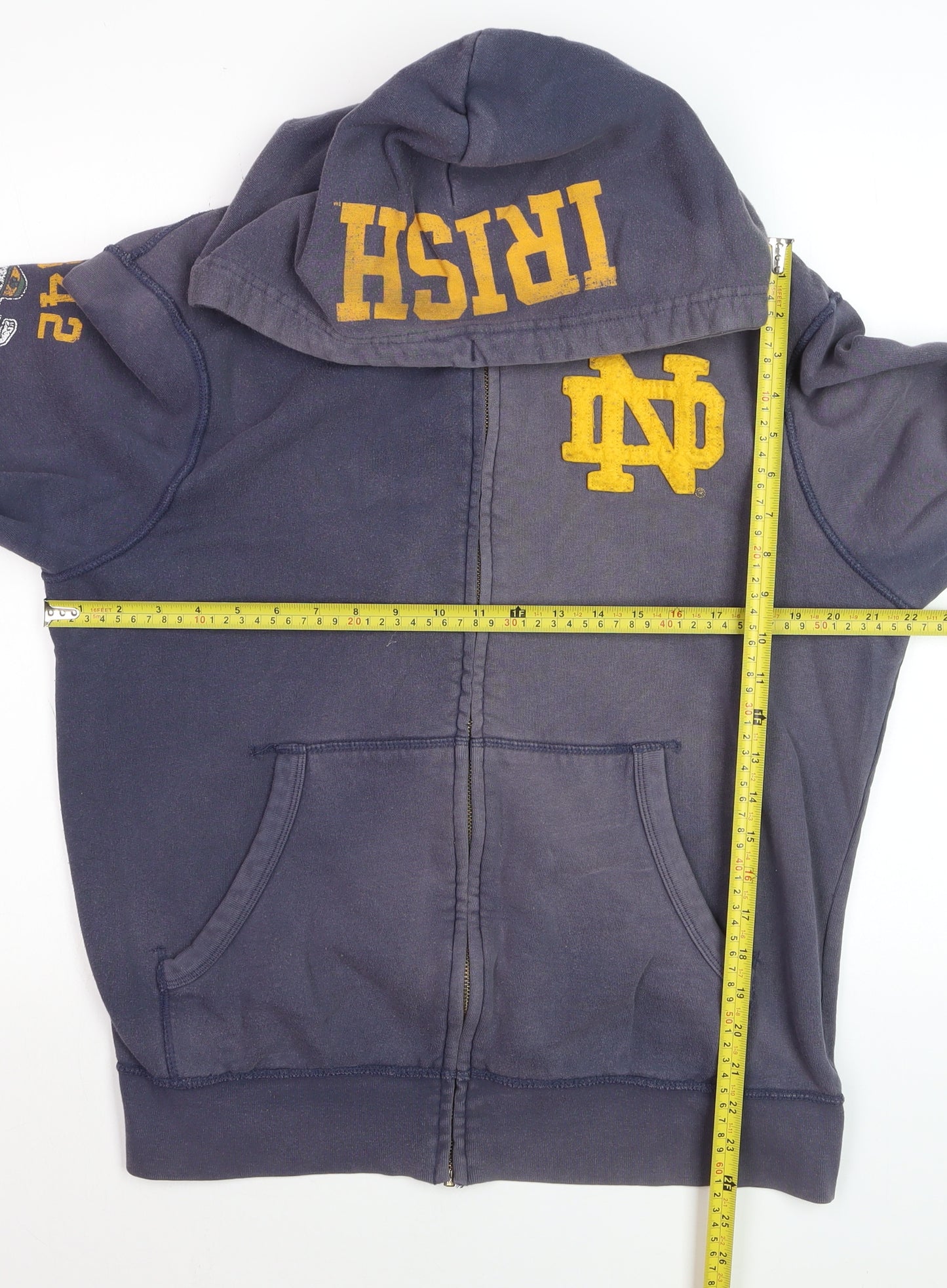 College Vault Men's Blue Full Zip Hoodie L Vintage Sports Logo