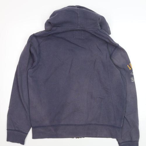 College Vault Men's Blue Full Zip Hoodie L Vintage Sports Logo