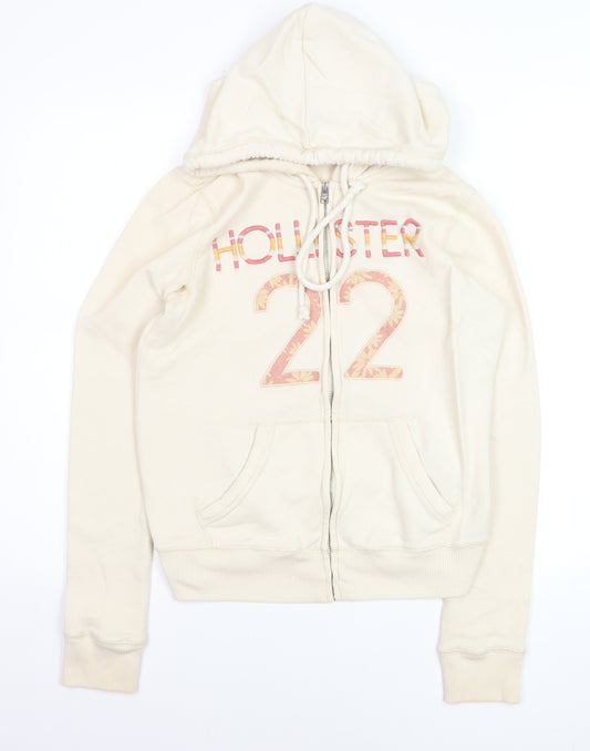 Hollister Women's Ivory Hooded Full Zip Track Jacket Size M