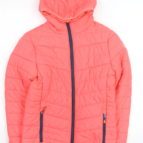 McKINLEY Girls Pink Hooded Puffer Jacket 12 Years Polyester Mid-Length