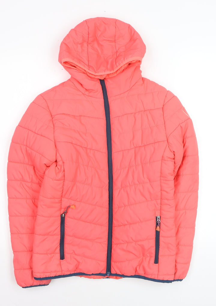 McKINLEY Girls Pink Hooded Puffer Jacket 12 Years Polyester Mid-Length
