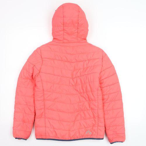 McKINLEY Girls Pink Hooded Puffer Jacket 12 Years Polyester Mid-Length