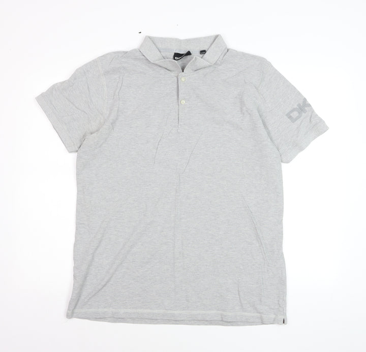 DKNY Men's Grey Cotton Short Sleeve Polo Shirt XL