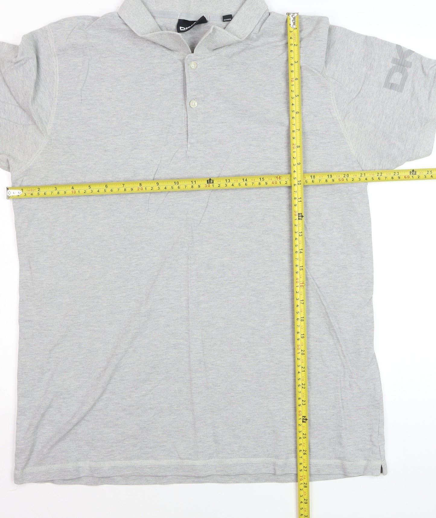 DKNY Men's Grey Cotton Short Sleeve Polo Shirt XL