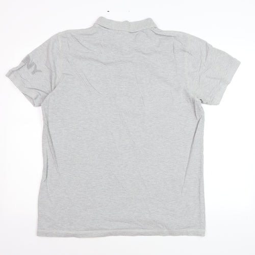 DKNY Men's Grey Cotton Short Sleeve Polo Shirt XL