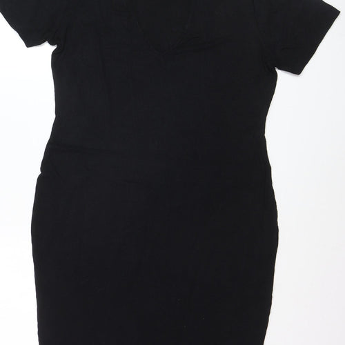 Forever 21 Plus Size Black Bodycon Knit Short Sleeve Dress UK 20