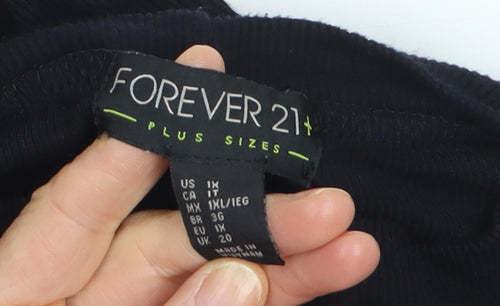 Forever 21 Plus Size Black Bodycon Knit Short Sleeve Dress UK 20