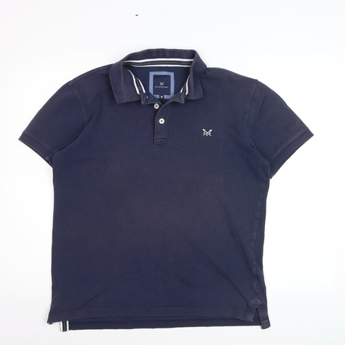 Crew Clothing Company Men's Navy Blue Cotton Stretch Polo M