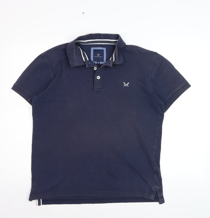 Crew Clothing Company Men's Navy Blue Cotton Stretch Polo M