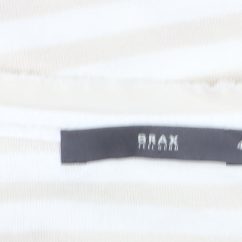 Brax Womens Beige Striped Henley Jersey T-Shirt Size 12