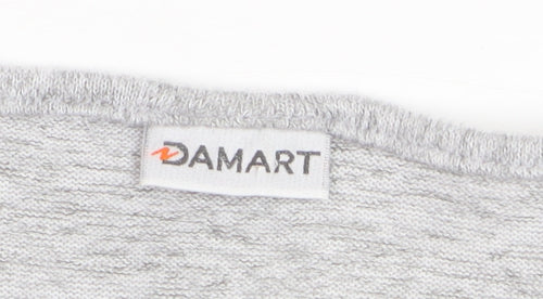 Damart Women's Grey Floral Scoop Neck Long Sleeve Cotton Jumper Size S