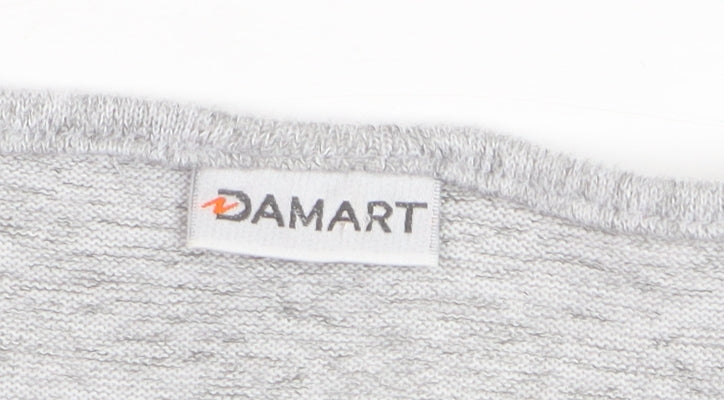 Damart Women's Grey Floral Scoop Neck Long Sleeve Cotton Jumper Size S