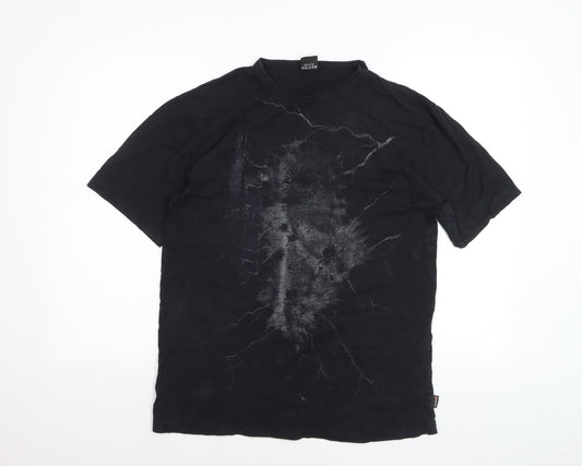 Diesel Men's Black 2XL Graphic Print Grunge T-Shirt