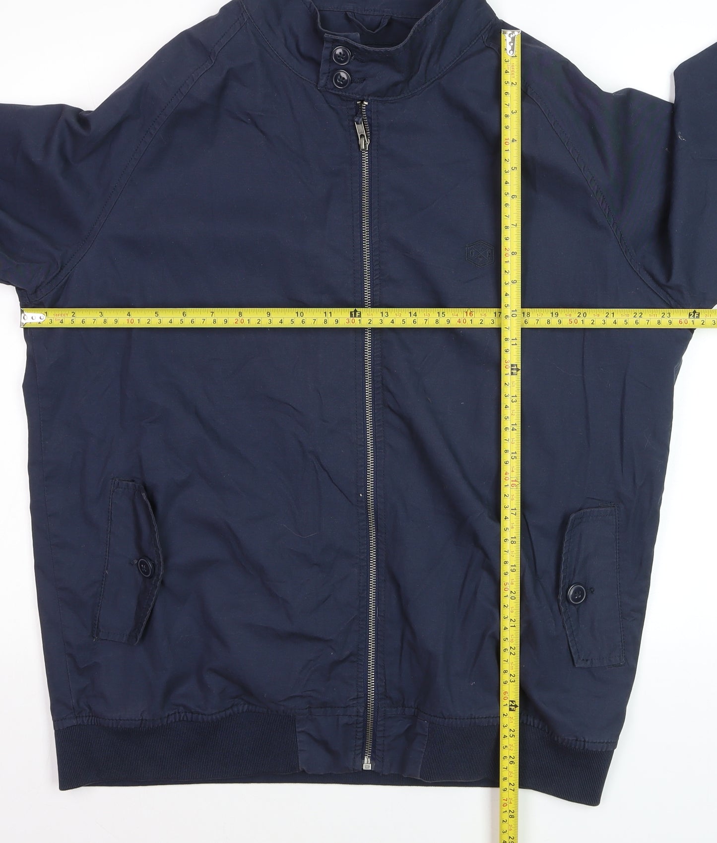 Avenue Men's Blue Cotton Bomber Jacket L Zip Casual Style