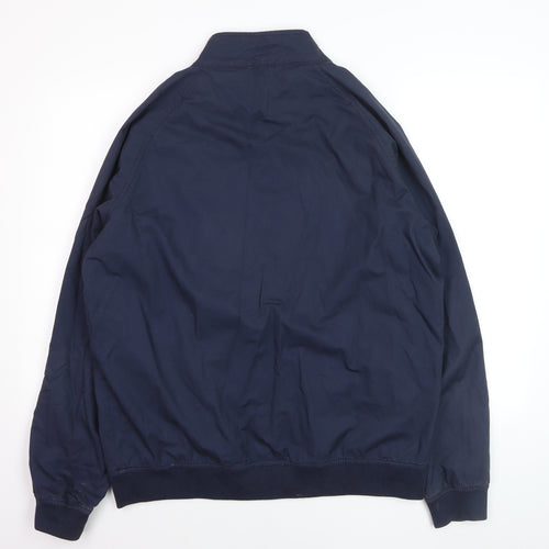 Avenue Men's Blue Cotton Bomber Jacket L Zip Casual Style
