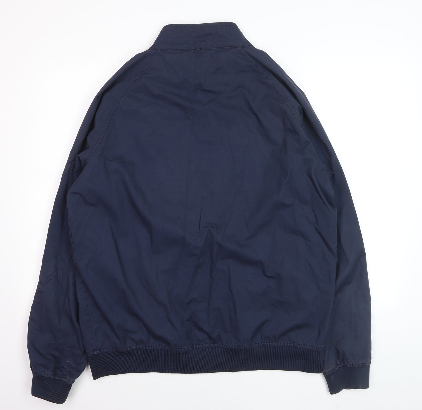 Avenue Men's Blue Cotton Bomber Jacket L Zip Casual Style