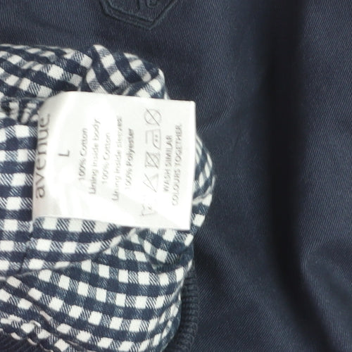 Avenue Men's Blue Cotton Bomber Jacket L Zip Casual Style