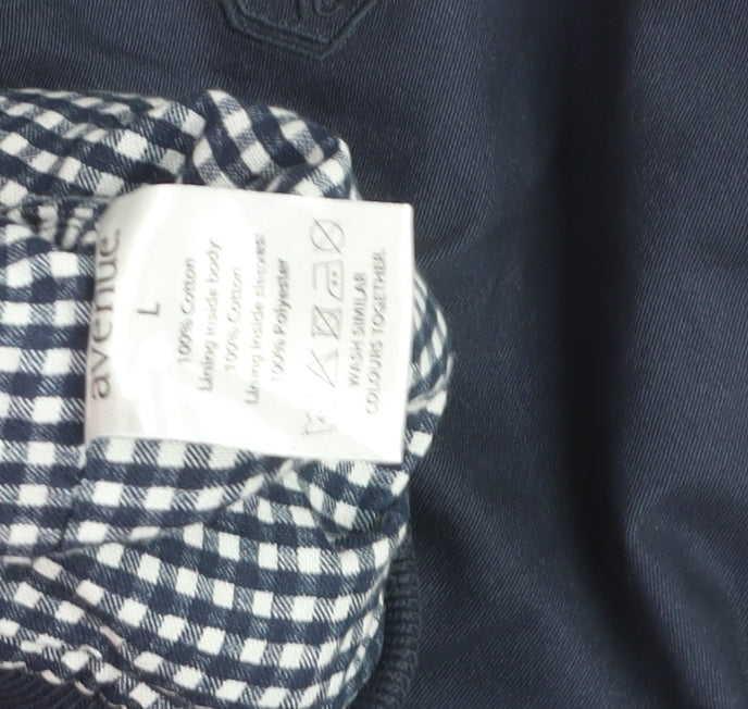 Avenue Men's Blue Cotton Bomber Jacket L Zip Casual Style