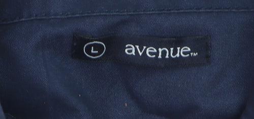 Avenue Men's Blue Cotton Bomber Jacket L Zip Casual Style