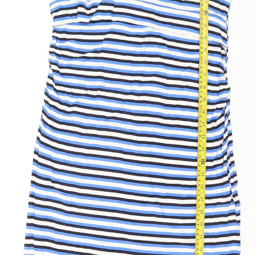 Next Maternity Blue Striped Bodycon Knee Length 3/4 Sleeve Dress Size 14