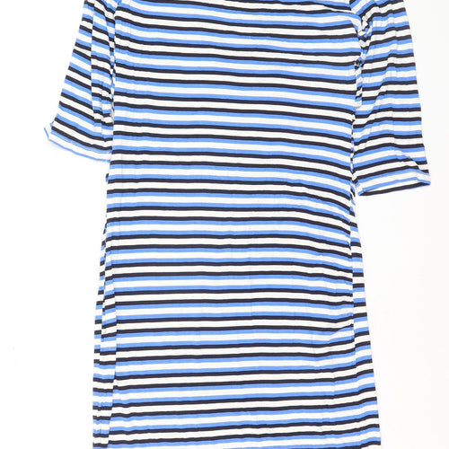 Next Maternity Blue Striped Bodycon Knee Length 3/4 Sleeve Dress Size 14