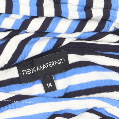 Next Maternity Blue Striped Bodycon Knee Length 3/4 Sleeve Dress Size 14