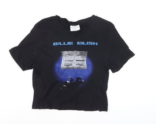Primark Women’s Black Cropped Billie Eilish T-Shirt Size L
