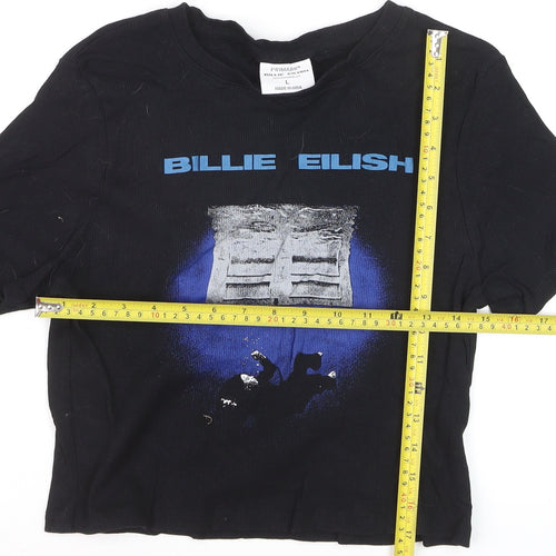 Primark Women’s Black Cropped Billie Eilish T-Shirt Size L