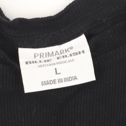 Primark Women’s Black Cropped Billie Eilish T-Shirt Size L