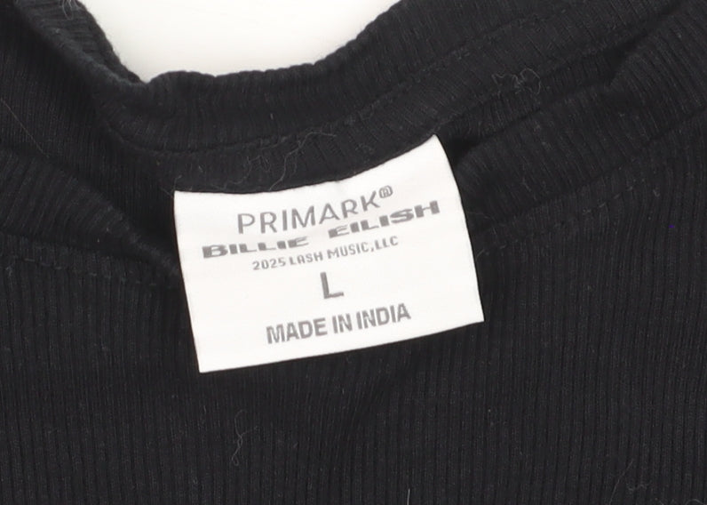 Primark Women’s Black Cropped Billie Eilish T-Shirt Size L